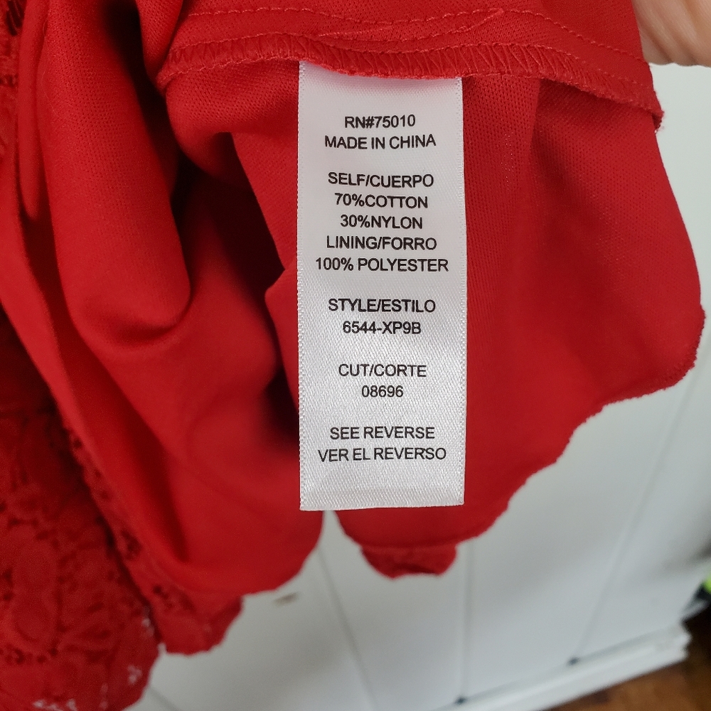 City Studio Juniors Fit & Flare Red Lace Mini Dress - Picture 7 of 10